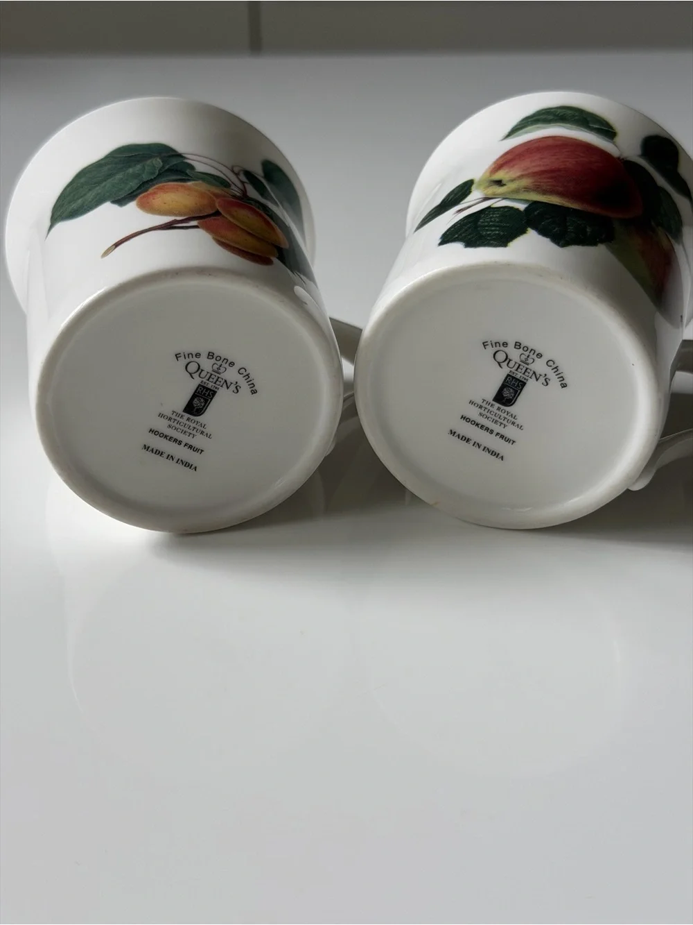 Queen’s Hooker’s Fruit Apple & Peach Fine Bone China Coffee Mugs - Set Of 2